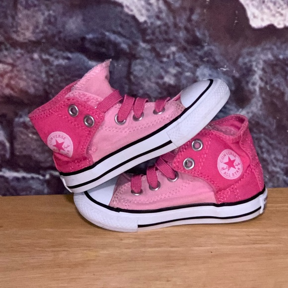 Converse All Star Girls Pink Hi Top Canvas Infant/Toddler Shoes Size 6 - Picture 3 of 8